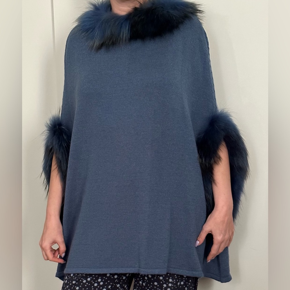 Blue raccoon fur sweater